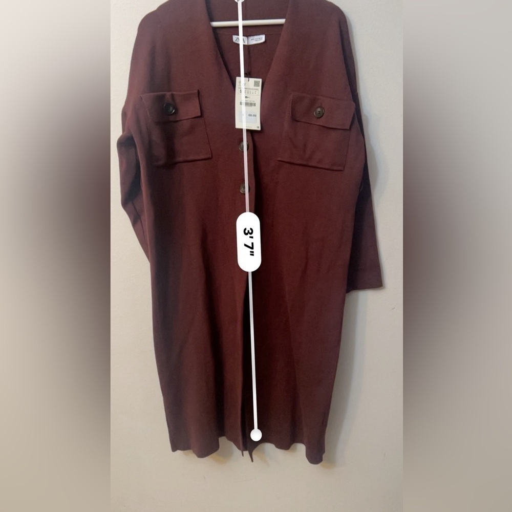 Zara knit brown coat oversized no belt included size S - Picture 9 of 12